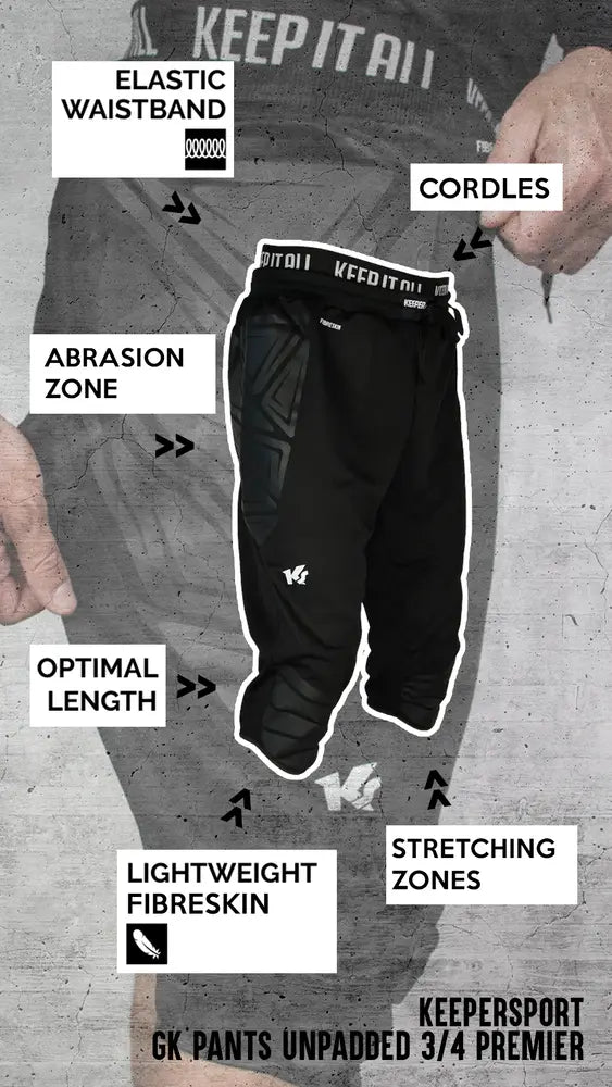 KEEPERsport Pantaloni da Portiere Non Imbottiti 3/4 Premier